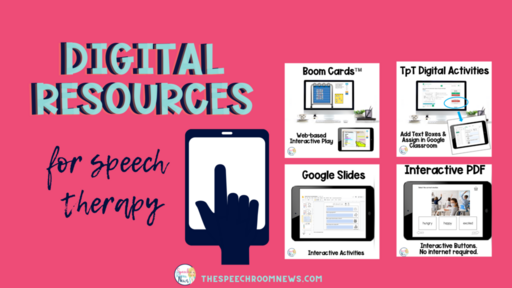 Title photos shows four types of technology for speech therapy