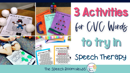 header image for 3 activities for CVC words to try in speech therapy