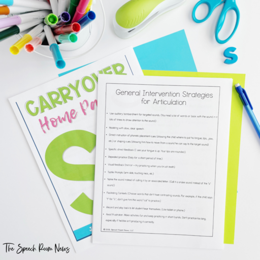 Print and Go Articulation + Phonology Home Packet for curriculum night