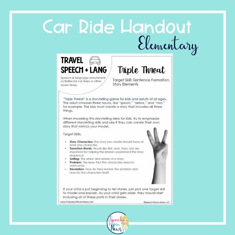speech and language activities for the car